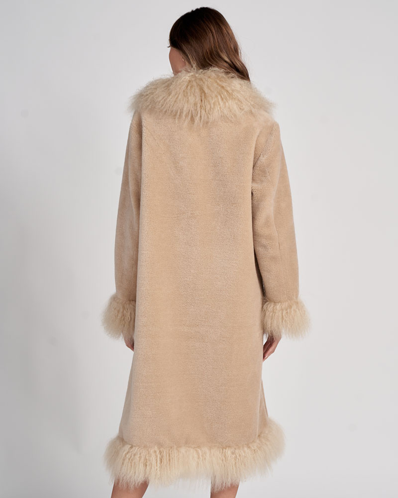 Bershka Long coat discount 41% Beige M WOMEN FASHION Coats Shearling 