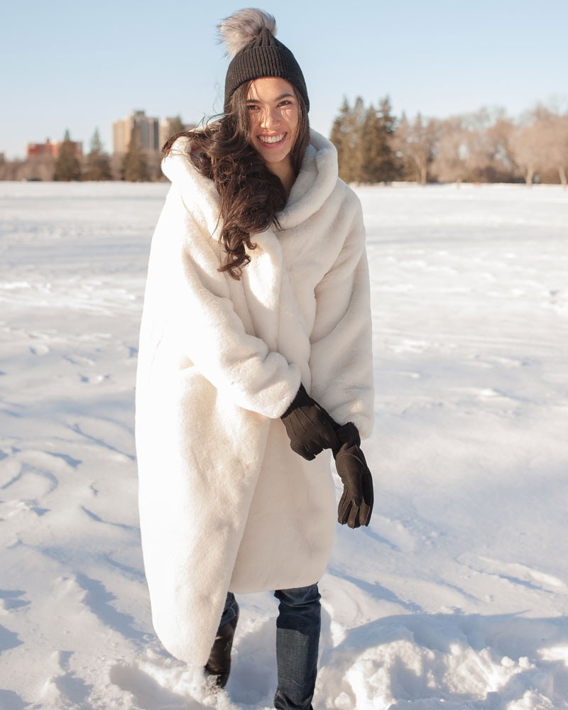 Nicole Hooded Faux Fur Overcoat