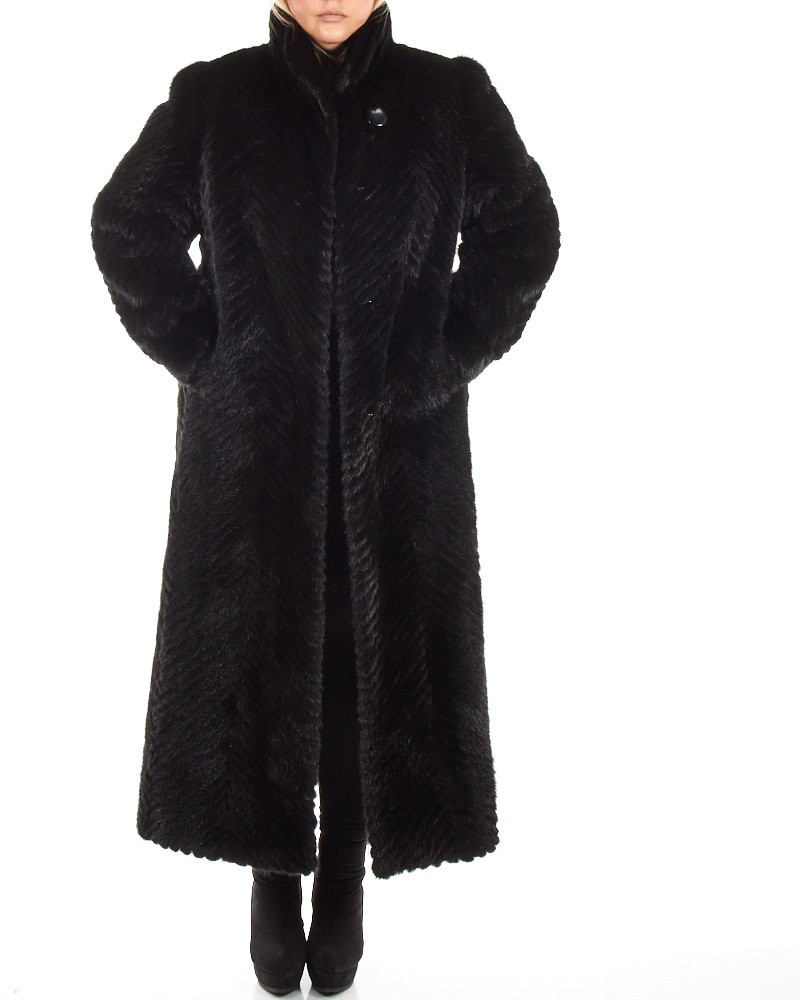 Abrigo talla grande Anastasia de longitud Completa Tallada en Visón