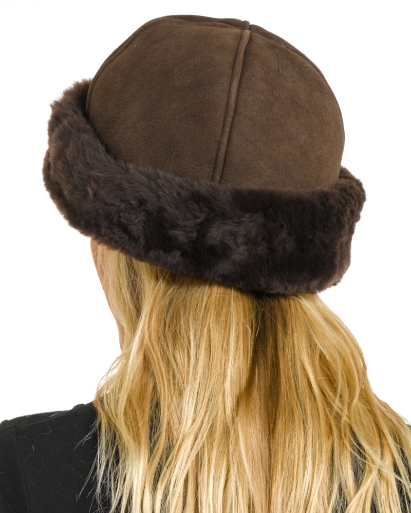 Black 100% Sheepskin Shearling Leather Fur Beanie Round Bucket Hat Winter S-XL 