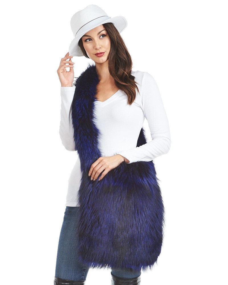 Summer Sapphire Fox Fur Sling Bag