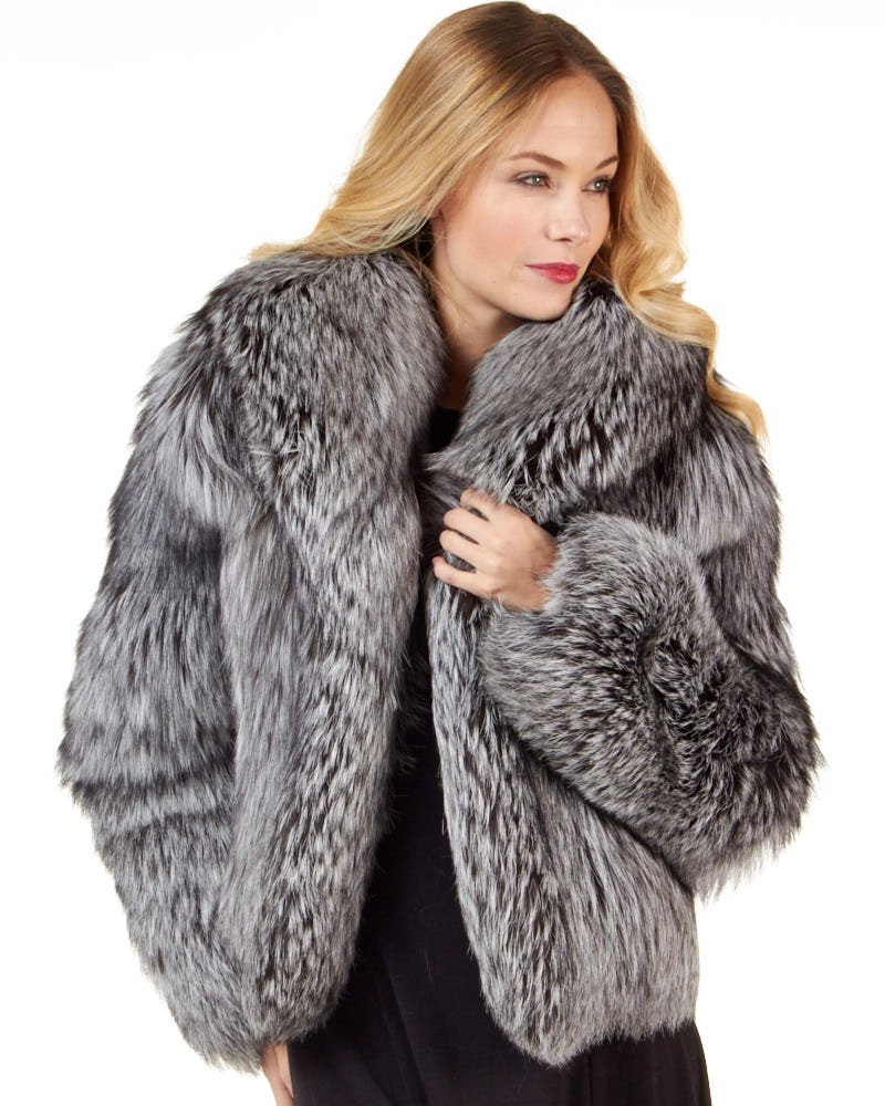The Annabella Silver Fox Fur Bolero Jacket for Women: 