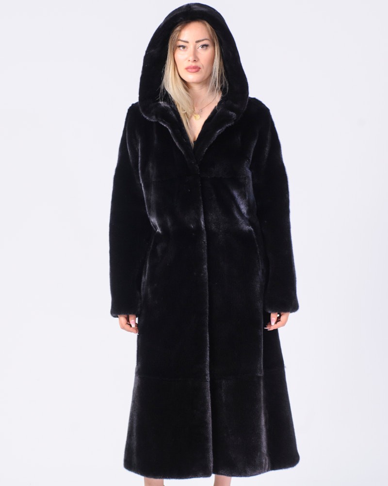 The Tilda BLACKGLAMA Mink Fur Coat with Hood