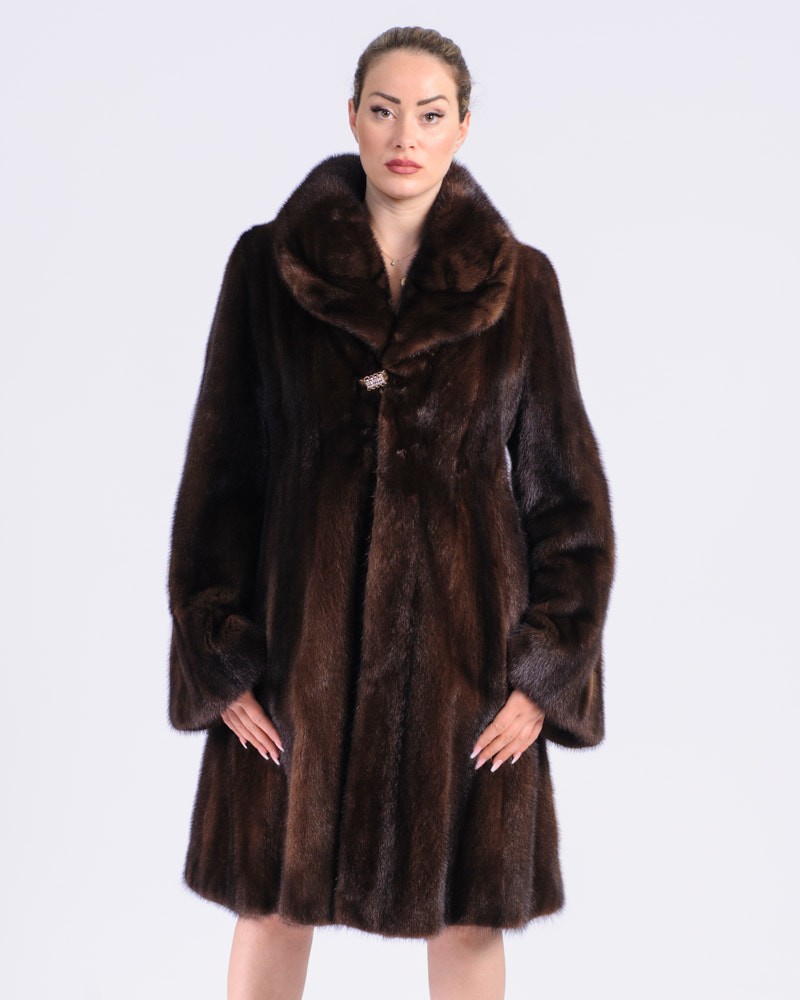 Tinsley Mahogany SAGA Mink Fur Princess Coat
