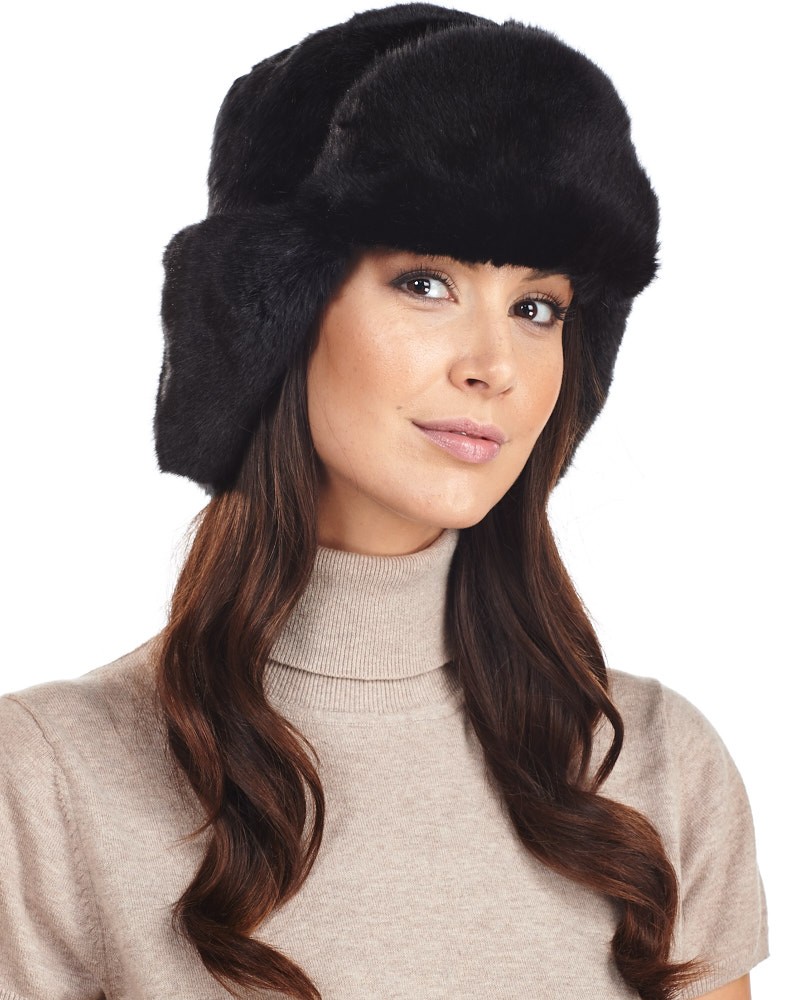 The Sochi Faux Fur Ladies Russian Hat in Black
